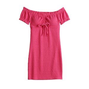 SO Juniors Allover Smocked Cutout Mini Dress Pink Size S New with tags